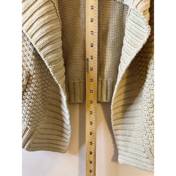 Cotton by Autumn Cashmere Beige Chunky Knit Short Sleeve Open Cardigan Medium - Picture 6 of 6